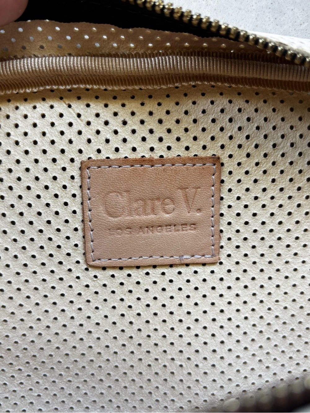 Clare V Grande Fanny Cream Perforated
Leather Crossbody Bag - Picture 6 of 11